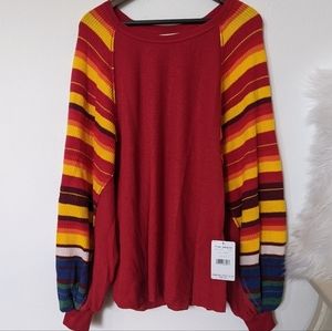 NWT Free People Red Combo top Bohemian Top Sizes M